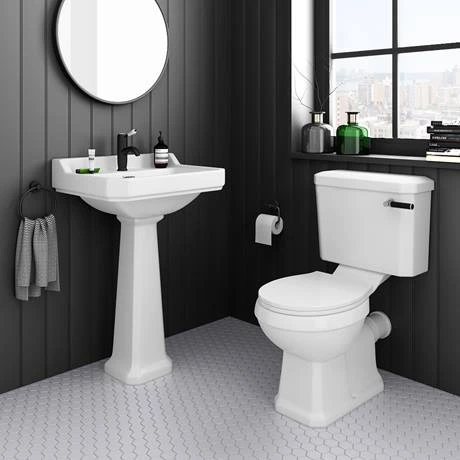 Arezzo Traditional 1 Tap Hole Basin + Pedestal (Various Size Options) 4 Arezzo Traditional 1 Tap Hole Basin + Pedestal (Various Size Options) - Image 2