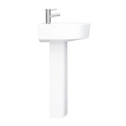 Bianco Round Basin 1TH with Full Pedestal -Wall Hung Basins Shop B420BP D4 460
