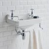 Burlington 51cm Cloakroom Basin with Towel Rail - 2 Tap Hole -Wall Hung Basins Shop B8 T6CHR n p
