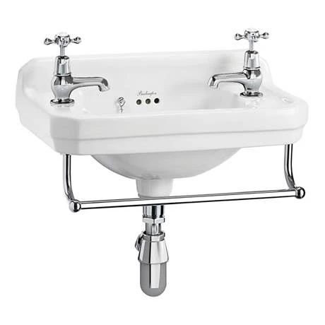 Burlington 51cm Cloakroom Basin with Towel Rail - 2 Tap Hole 4 Burlington 51cm Cloakroom Basin with Towel Rail - 2 Tap Hole - Image 2