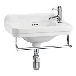 Burlington 51cm Cloakroom Basin with Towel Rail - 1 Tap Hole