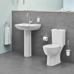 Grohe Bau 550mm 1TH Basin + Full Pedestal -Wall Hung Basins Shop BAUFP600 D1 460 1