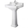 Bayswater Fitzroy Comfort Height Traditional 1TH Basin & Full Pedestal -Wall Hung Basins Shop BAYC005 P
