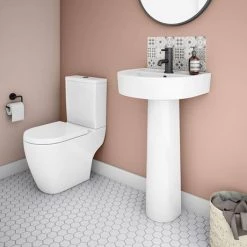 Bianco Round Basin 1TH with Full Pedestal -Wall Hung Basins Shop BBP d4 460