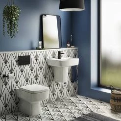 Brooklyn Modern Square Basin & Semi Pedestal (520mm Wide - 1 Tap Hole) -Wall Hung Basins Shop BR520SP d3n 460