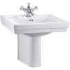 Burlington Contemporary Medium Basin and Semi Pedestal - Various Tap Hole Options -Wall Hung Basins Shop BUR B1P8 LARGE