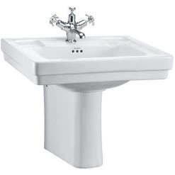 Burlington Contemporary Medium Basin and Semi Pedestal - Various Tap Hole Options