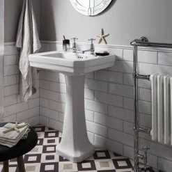 Burlington Victorian Large Basin and Regal Pedestal - Various Tap Hole Options -Wall Hung Basins Shop BUR B3P9 D1 460