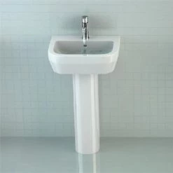 Britton Bathrooms - Curve Washbasin with round full pedestal - 2 Size Options -Wall Hung Basins Shop Britton Bathrooms Curve Washbasin 50cm with round full pedestal d1 375