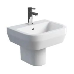 Britton Bathrooms - Curve Washbasin with round semi pedestal - 2 Size Options