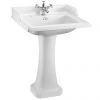 Burlington Classic Square 65cm Basin & Pedestal -Wall Hung Basins Shop Burlington Classic 65cm 1TH Basin with Classic Pedestal p