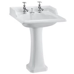 Burlington Classic Square 65cm Basin with Invisible Overflow/Waste & Pedestal