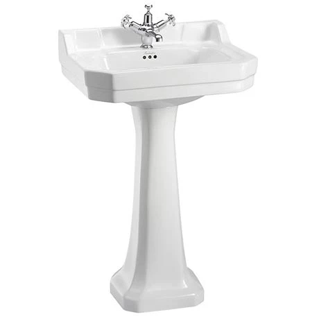 Burlington Edwardian Medium Basin and Regal Pedestal - Various Tap Hole Options 3 Burlington Edwardian Medium Basin and Regal Pedestal - Various Tap Hole Options