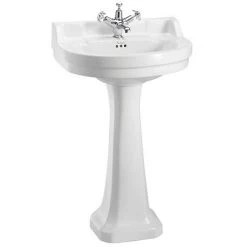 Burlington Edwardian Round Medium Basin and Pedestal - Various Tap Hole Options