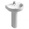 Ideal Standard Connect Arc 1TH Basin + Pedestal -Wall Hung Basins Shop CA 50 1TH F P