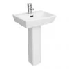 Cubo Basin + Full Pedestal (520mm Wide - 1 Tap Hole) -Wall Hung Basins Shop CBFP n p