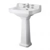 Old London Richmond 600mm Traditional 3TH Basin & Full Pedestal -Wall Hung Basins Shop CCR024 P