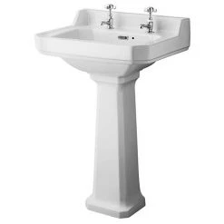 Old London Richmond Comfort Height Traditional 2TH Basin & Pedestal
