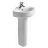Ideal Standard Connect Arc 45cm 1TH Corner Handrinse Basin + Pedestal -Wall Hung Basins Shop CONA CRN 1TH P