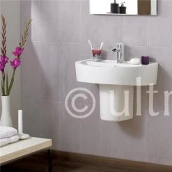 Ultra - Priory 600 Basin 1TH & Semi Pedestal - CPR001 -Wall Hung Basins Shop CPR001 d2 375