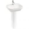 Britton Bathrooms Curve2 550mm 1TH Basin with Full Pedestal -Wall Hung Basins Shop CU50FPED P