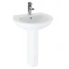 Cove 550mm Basin And Full Pedestal Set - 1 Tap Hole -Wall Hung Basins Shop CV55BP1TH L 670