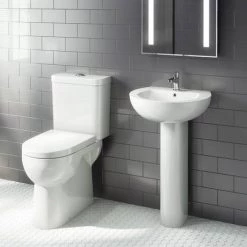 Cove 550mm Basin And Full Pedestal Set - 1 Tap Hole -Wall Hung Basins Shop CV55BP1TH d1 460