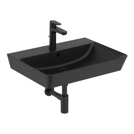 Ideal Standard Connect Air Cube Silk Black 600mm Wall Mounted / Vanity Basin - E0298V3 4 Ideal Standard Connect Air Cube Silk Black 600mm Wall Mounted / Vanity Basin - E0298V3 - Image 2