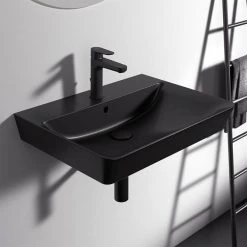 Ideal Standard Connect Air Cube Silk Black 600mm Wall Mounted / Vanity Basin - E0298V3