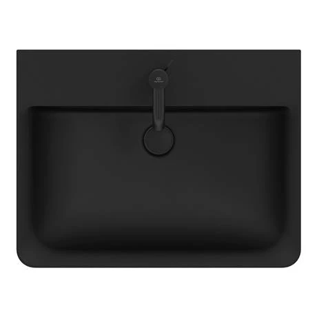 Ideal Standard Connect Air Cube Silk Black 600mm Wall Mounted / Vanity Basin - E0298V3 7 Ideal Standard Connect Air Cube Silk Black 600mm Wall Mounted / Vanity Basin - E0298V3 - Image 5