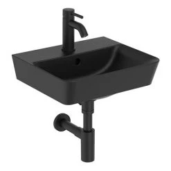 Ideal Standard Connect Air Cube Silk Black 400mm Wall Mounted / Vanity Basin - E0307V3 11 Ideal Standard Connect Air Cube Silk Black 400mm Wall Mounted / Vanity Basin - E0307V3 -Wall Hung Basins Shop E0307V3.ai2 460