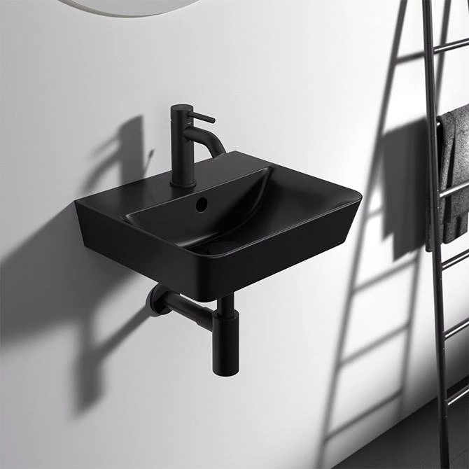 Ideal Standard Connect Air Cube Silk Black 400mm Wall Mounted / Vanity Basin - E0307V3 3 Ideal Standard Connect Air Cube Silk Black 400mm Wall Mounted / Vanity Basin - E0307V3