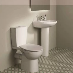 Ideal Standard Eurovit+ 550mm 1 Tap Hole Basin + Pedestal -Wall Hung Basins Shop E254701 D2 460