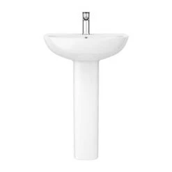 Eclipse Bathroom Basin + Full Pedestal (555mm Wide - 1 Tap Hole) -Wall Hung Basins Shop EC BAS P D5 460