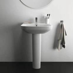 Ideal Standard i.Life A 1TH Washbasin + Full Pedestal -Wall Hung Basins Shop ISILA55FP D4 460