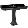 Burlington Jet Black Edwardian 3TH 120cm Basin & Classic Pedestal -Wall Hung Basins Shop JET123THP P