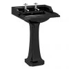 Burlington Jet Black Classic 65cm Basin with Classic Pedestal -Wall Hung Basins Shop JETCL1TH P