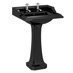 Burlington Jet Black Classic 65cm Basin with Classic Pedestal