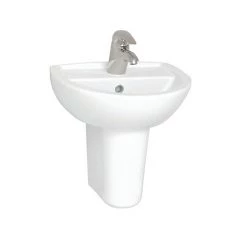 Vitra - Layton Cloakroom Basin and Half Pedestal - 2 Tap Hole - 2 Size Options