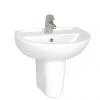 VitrA - Layton Basin and Half Pedestal - 1 Tap Hole - 3 Size Options -Wall Hung Basins Shop LAY551THHP m