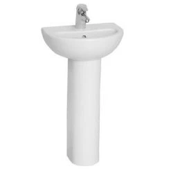 VitrA - Layton Cloakroom Basin and Pedestal - 1 Tap Hole - 2 Size Options