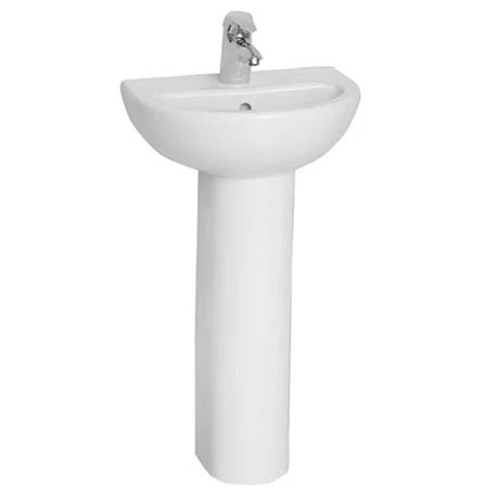 VitrA - Layton Cloakroom Basin and Pedestal - 1 Tap Hole - 2 Size Options 3 VitrA - Layton Cloakroom Basin and Pedestal - 1 Tap Hole - 2 Size Options