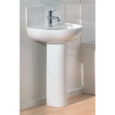 VitrA - Layton Basin and Pedestal - 1 Tap Hole - 3 Size Options 4 VitrA - Layton Basin and Pedestal - 1 Tap Hole - 3 Size Options - Image 2