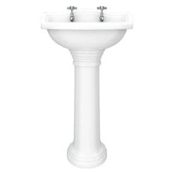 Monaco Traditional Basin + Pedestal (2 Tap Hole - Various Sizes) -Wall Hung Basins Shop MONBASPED D2 460