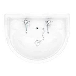 Monaco Traditional Basin + Pedestal (2 Tap Hole - Various Sizes) -Wall Hung Basins Shop MONBASPED D4 460