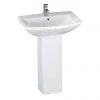 Nuie Asselby 1 Tap Hole Ceramic Basin + Pedestal Set -Wall Hung Basins Shop NCA203 NCA205 p1