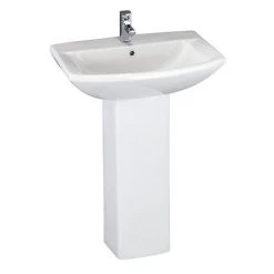 Nuie Asselby 1 Tap Hole Ceramic Basin + Pedestal Set