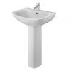 Nuie Ava 545mm 1TH Basin & Pedestal - NCG400 -Wall Hung Basins Shop NCG400 P
