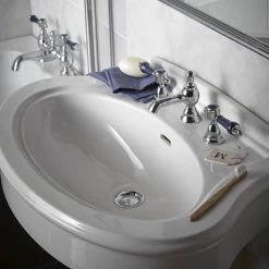 Heritage Claverton Standard Basin & Pedestal -Wall Hung Basins Shop PCLW053 PCLW09 D1 460
