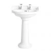 Heritage - Dorchester Medium Basin & Tall Pedestal - Various Tap Hole Options -Wall Hung Basins Shop PDW061 PDW09 PN